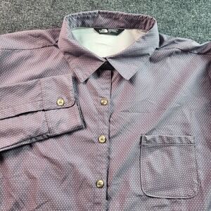 The North Face Womens Long Sleeve Button Down Shirt Purple Dot Size L